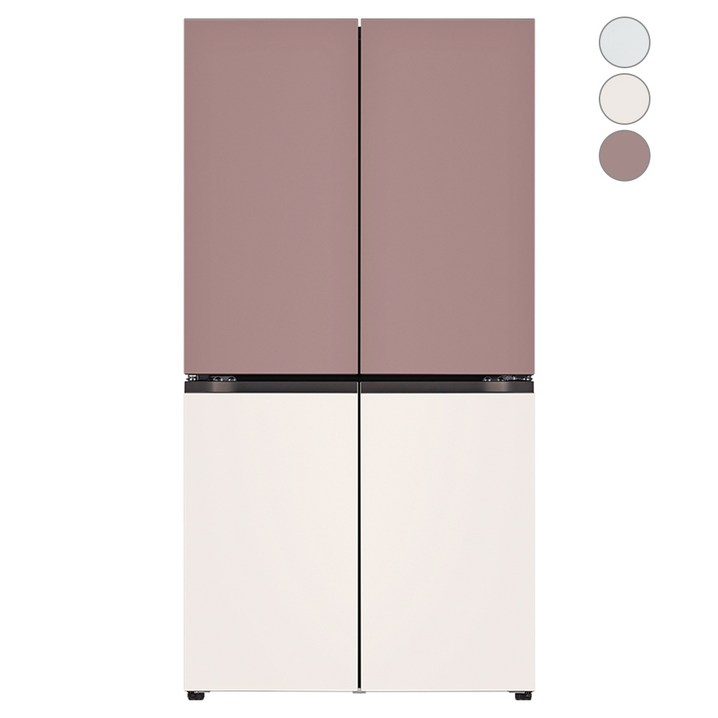 색상선택형 LG전자 디오스 오브제컬렉션 4도어 냉장고 메탈 870L 방문설치, 클레이핑크상, 베이지하, T873MKE012
