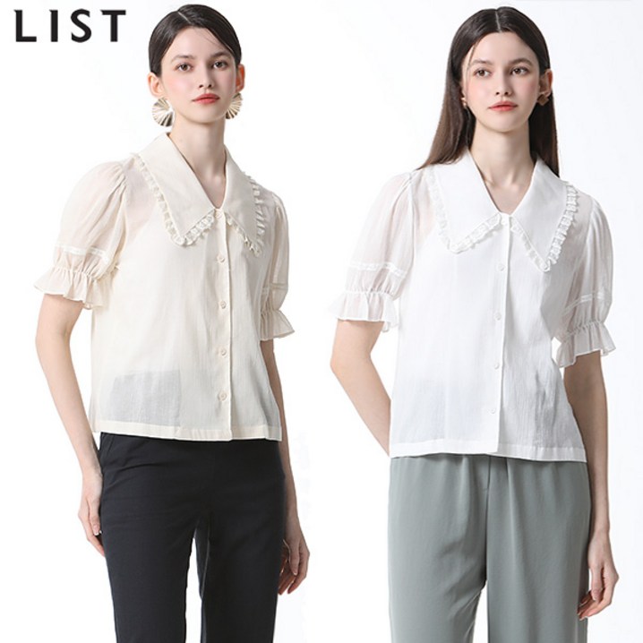 리스트LIST 레이스 와이드 카라 블라우스 택가격 168000원 리스트LIST 레이스 와이드 카라 블라우스 택가격 168000원