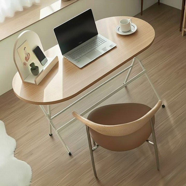 실버미어 1인 책상 식탁 접이식 테이블, 2인용, 01내추럴우드기본형