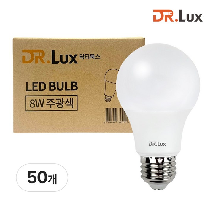 닥터룩스 LED 전구 8W, 주광색, 50개