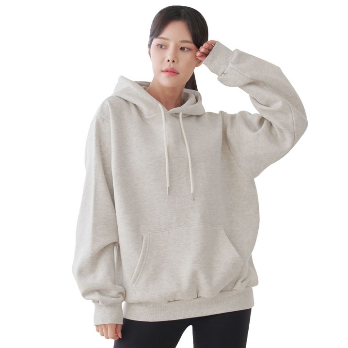 메르아 3단 기모 무지 오버핏 후드티 MXL