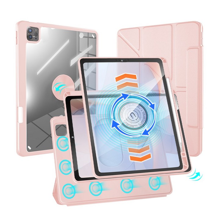 DANYCASE 탈부착 마그네틱 분리 태블릿 커버 Y형 아이패드 케이스, 핑크 DANYCASE 탈부착 마그네틱 분리 태블릿 커버 Y형 아이패드 케이스, 핑크
