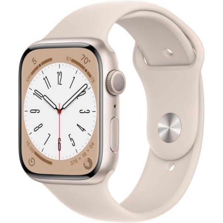 Apple Watch 시리즈 8 GPS 45mm  스타라이트 스포츠 밴드가 있는 알루미늄 케이스 ML갱신
