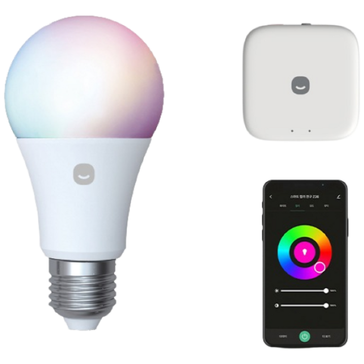 SET 스마트 전구 컬러 Z26 E26, Zigbee  스마트 허브 Pro, 3개, 기타색