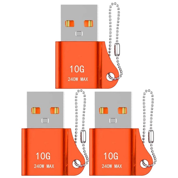 잇곰 스마트IG C type to USB A 변환 젠더, 2.7cm, 3개, 오렌지