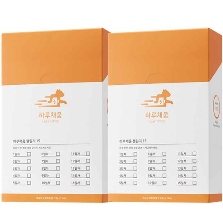 프로젝트21 하루채움 고양이 간식 종합영양제 12g, 15p, 2개, 피부/피모, 닭고기맛