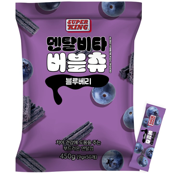 슈퍼킹 강아지 덴탈비타 버블츄 덴탈껌 50p, 블루베리, 450g, 1개