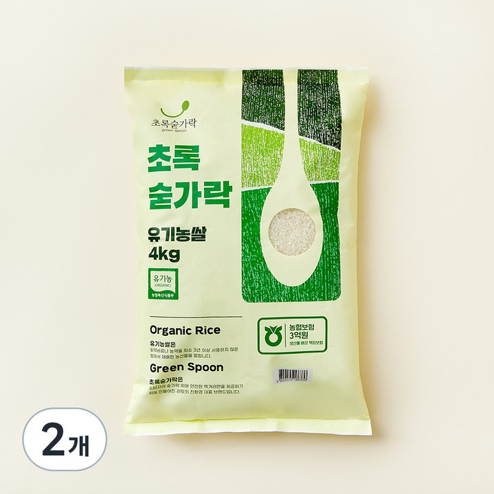 초록숟가락 신동진 유기농쌀, 상등급, 4kg, 2개