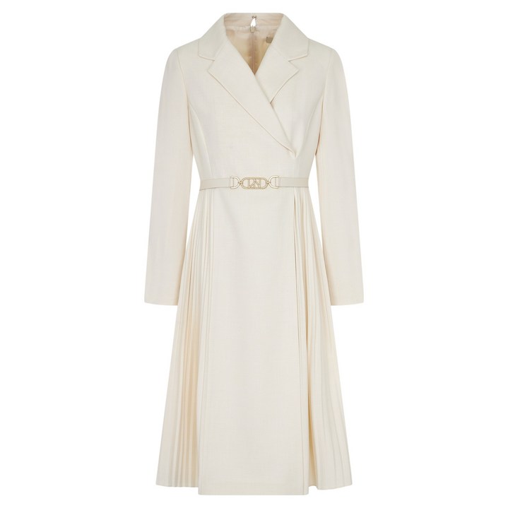 라인어디션 사이드 플리츠 벨티드 원피스