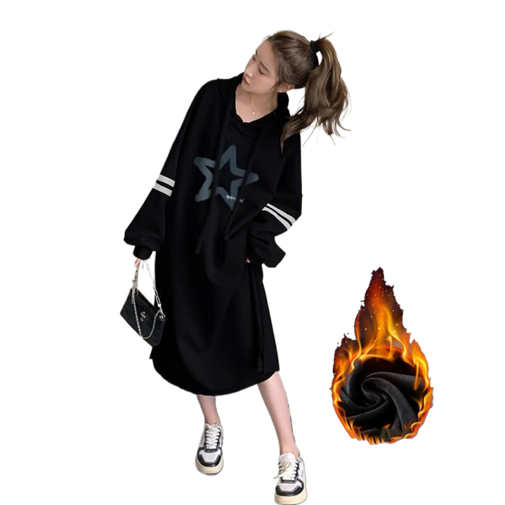 빅 사이즈 기모 일자형 환절기 원피스 여성 베이직 편안하다 원피스 뉴타임즈 1230YD24M