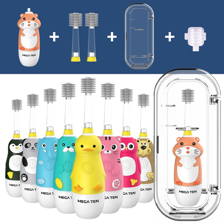 메가텐 전동칫솔 풀세트(바디+칫솔모 2p+헤드캡+케이스)