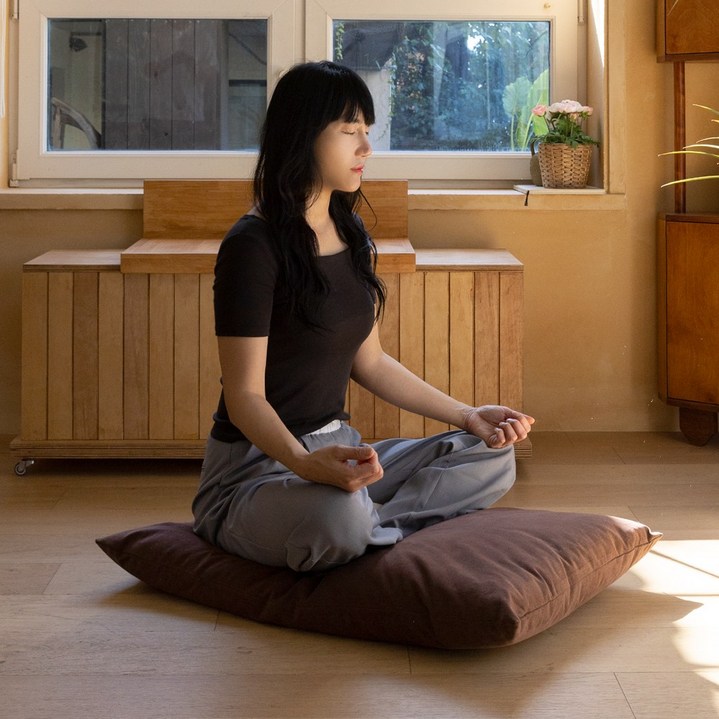 쿠션이야기 탄탄 목화구름 절방석 솜포함, 베이지