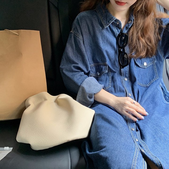 가을신상 여성 원피스 청셔츠 롱 청원피스 캐주얼 루즈핏
