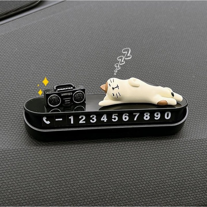 [차량용 주차번호판] 귀여운 고양이 원터치 야광 안심 주차번호판 4종