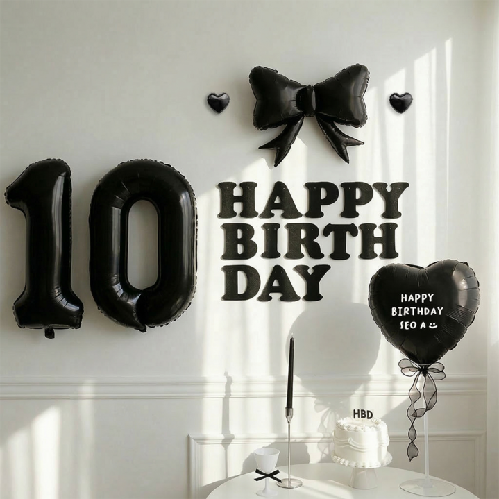 파티몬 생일 풍선 가랜드 리본 파티 용품 숫자 이니셜 세트 소품 이벤트