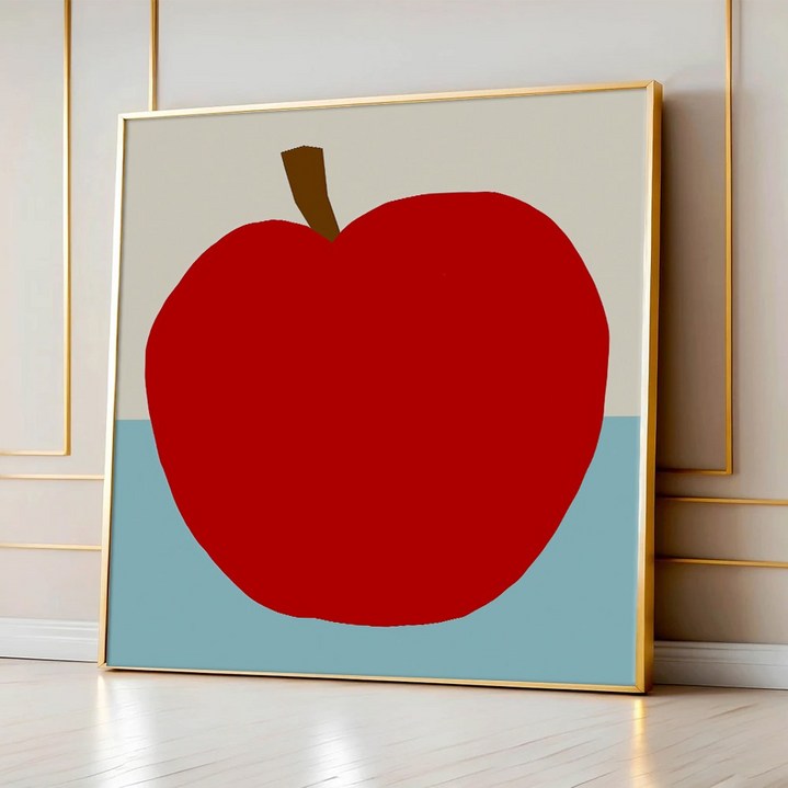 세잔느화실 Apple&Heart 미니멀 인테리어 그림 액자 벽꾸미기 아트 캔버스, 골드메탈액자 (24x24cm)