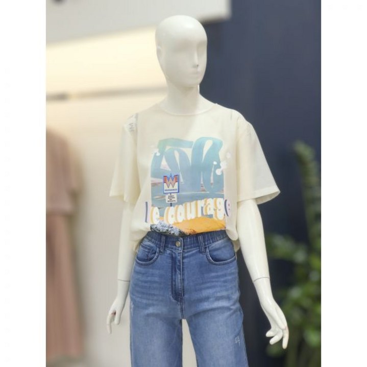 [나이스클랍]져지 배색 프린팅 반팔 티셔츠(A243PWT602) 백화점 아울렛 한정수량 (3687380)