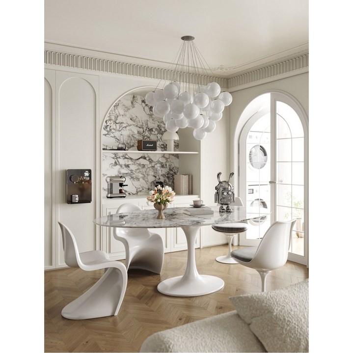 천연 대리석 테이블 엄정화식탁 튤립 8인용 식탁 천연대리석 화이트 6인용 리셉션 엄정화