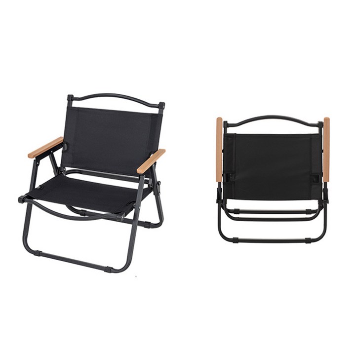 스마일 접이식 캠핑 의자 로우체어 L , 블랙 , 2개세트