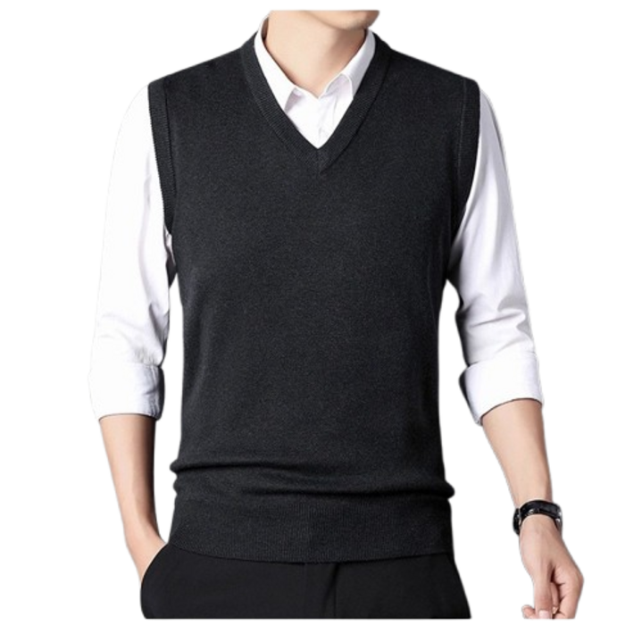 마인드재뉴에어리 남자 V넥 울 니트 베스트 조끼