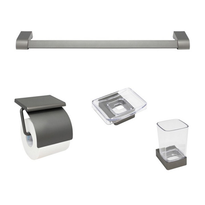 한샘바스 욕실 악세사리 4품 세트 4600 그레이, 그레이, 1세트