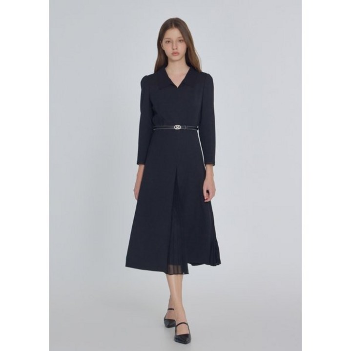 ❲매장정품❳ 잇미샤 편한 데일리 원피스 플리츠 블록 벨티드 ITP9WOP830 하객 오피스 룩