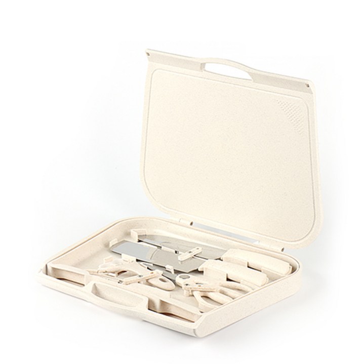 캠핑용 휴대용 키친툴세트 6p / 야외용 전용케이스(도마겸용), 단일색상, 1세트