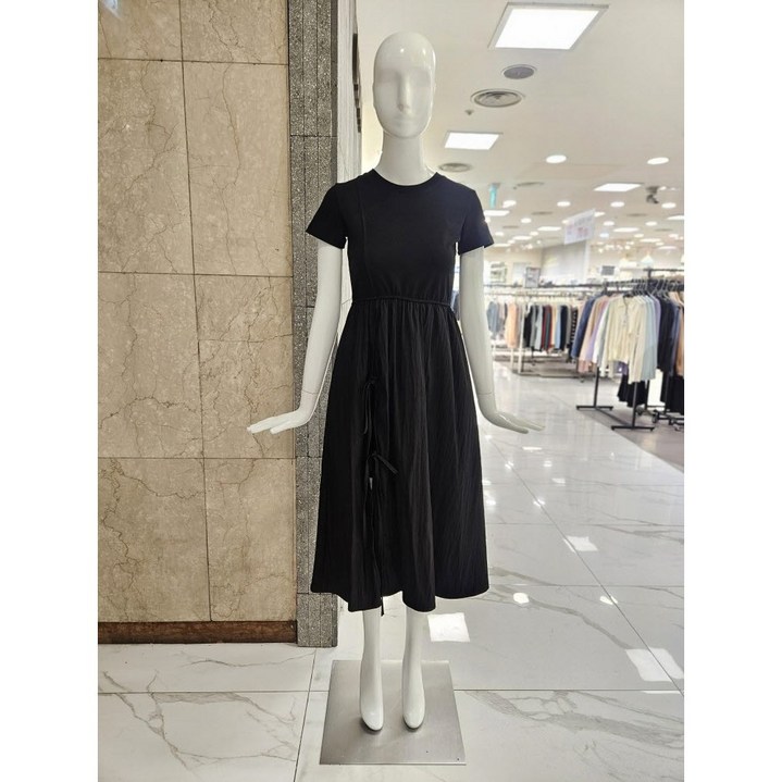 [밸리걸] 슬릿 리본 반팔 플레어 원피스 (225910)