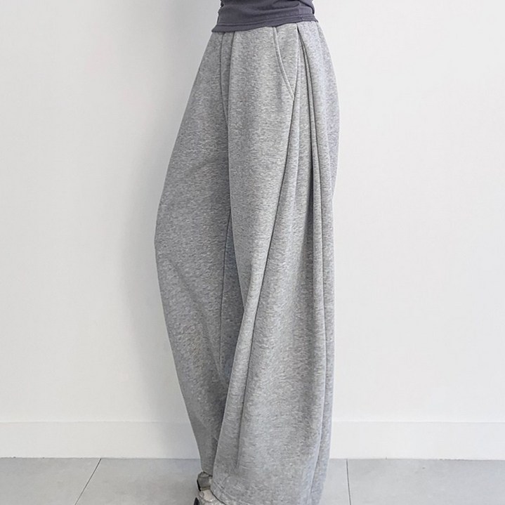 FITOJIM 여성 사이드 핀턱 밴딩 와이드 팬츠 트레이닝 바지