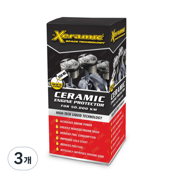 XERAMIC 엔진오일첨가제,공용(가솔린,디젤,LPG), 3개, 250ml