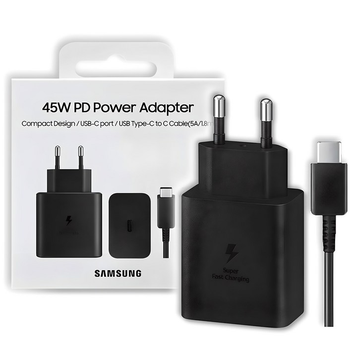 삼성전자 45W PD 초고속 충전기 절전형 USB C to C 케이블 1.8m 세트