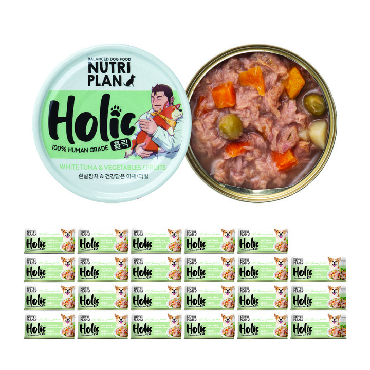 뉴트리플랜 홀릭 강아지 흰살참치 & 건강담은 야채 과일 85g, 24개, 흰살참치 + 야채 + 과일 혼합맛