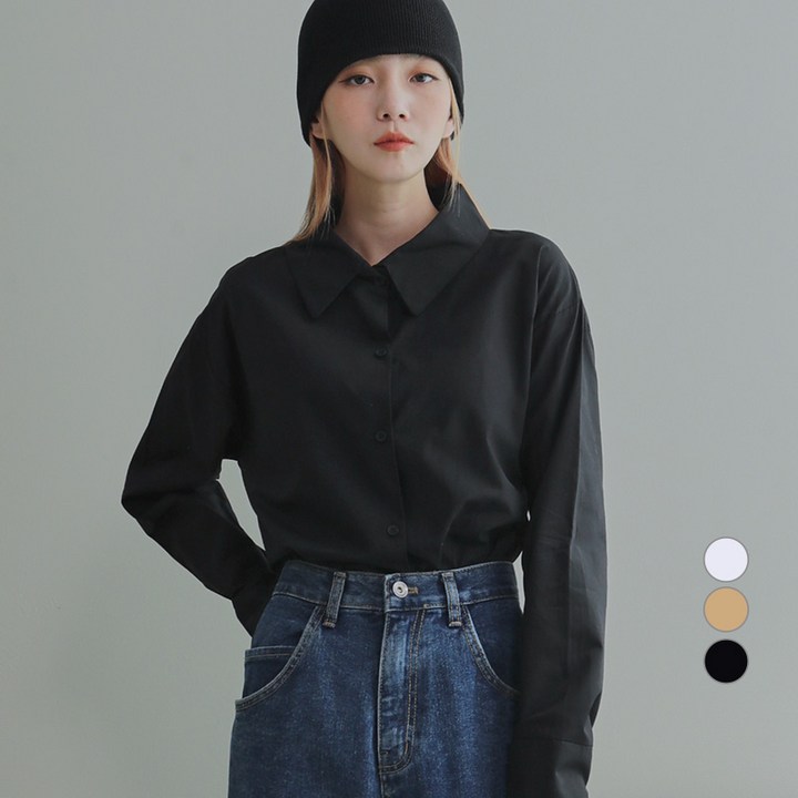 여성블랙남방 어썸어라운드 여성용 커프스 베이직 셔츠