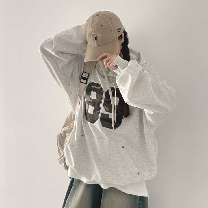 위드후이린 카모 패치 오버핏 후드