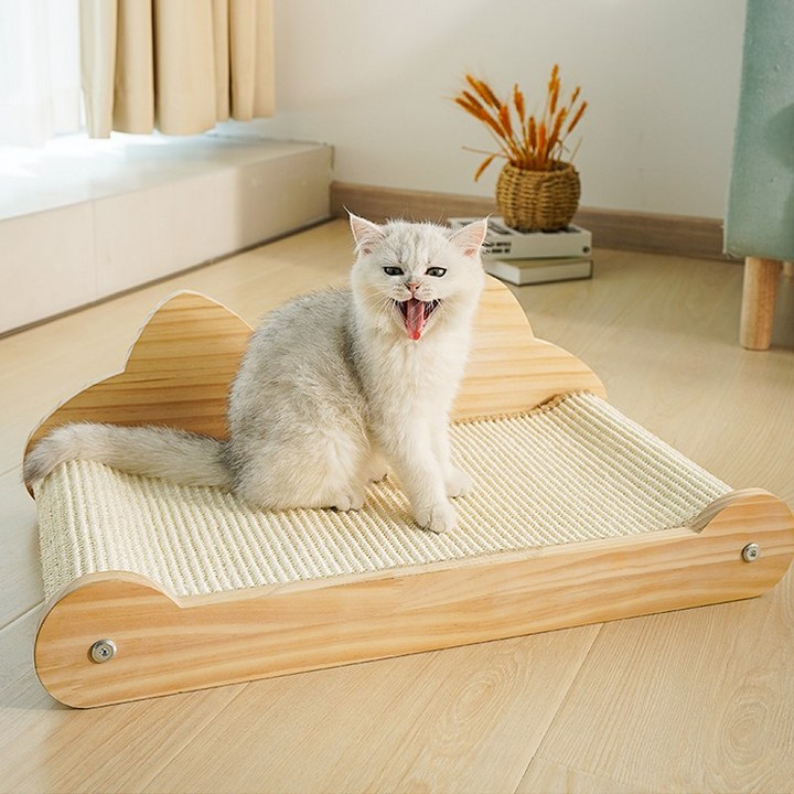 후즈펫 평판형 고양이 원목 사이잘삼 스크래쳐 소파 방석