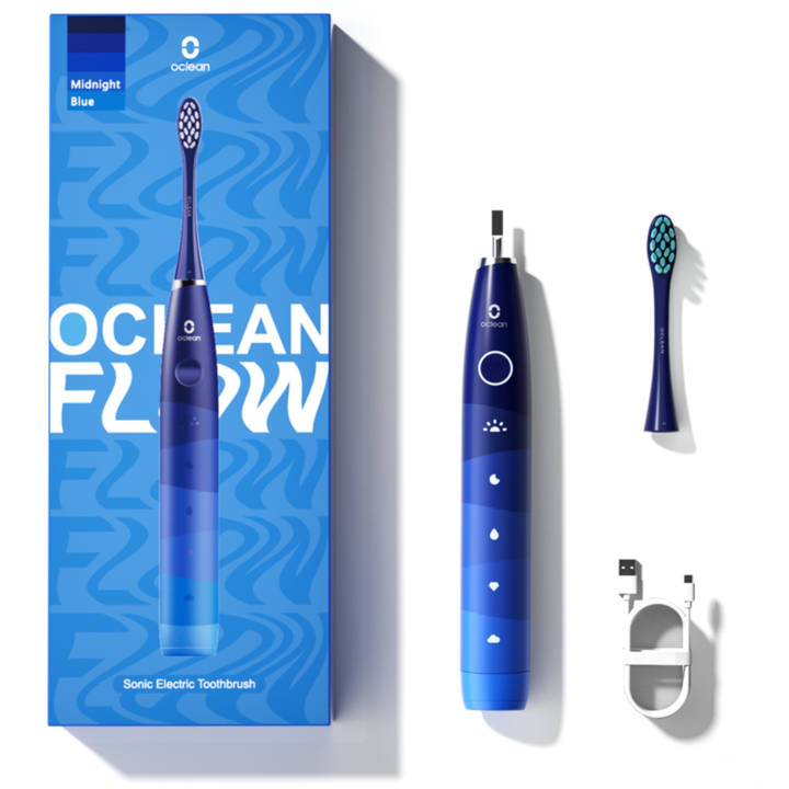 미세전류칫솔 [정식수입 국내AS] 오클린 Oclean Flow 음파전동칫솔 배터리 최대 180일 사용가능, 블루