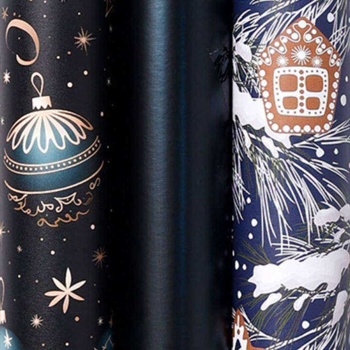 인크 크리스마스 선물 포장지 3롤 세트, 네이비 세트