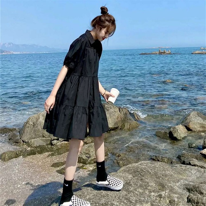 MOSAIRATION 여성 여름 캐주얼 루즈핏 반팔 미니 원피스  귀여운 디자인 Z18