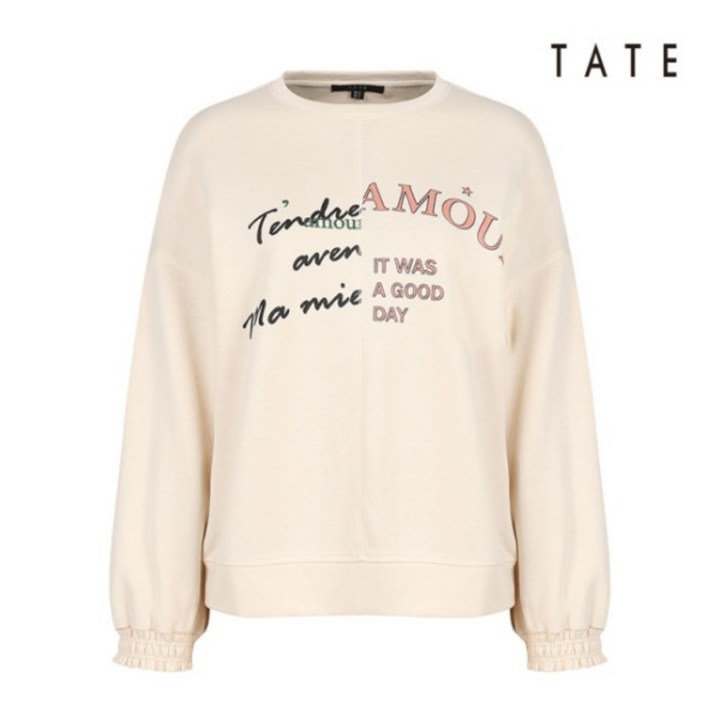 [테이트] [TATE] 여성 언발란스 레터링 맨투맨 티셔츠(KA9S1-WKL040-130)