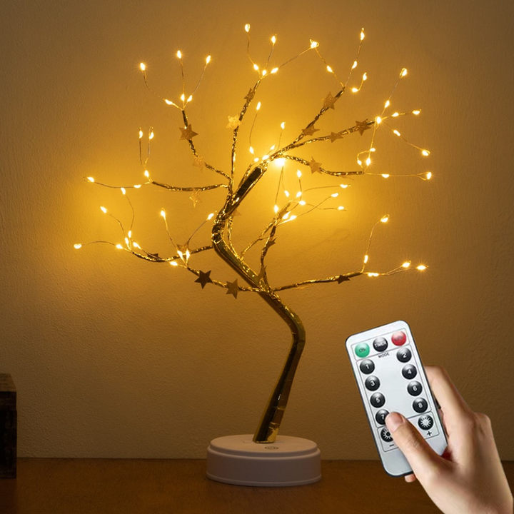 이코노미쿠스 LED 무선 감성 나무 침대 간접 조명 전등 수면등 무드등 크리스마스, 나무와 별 리모컨