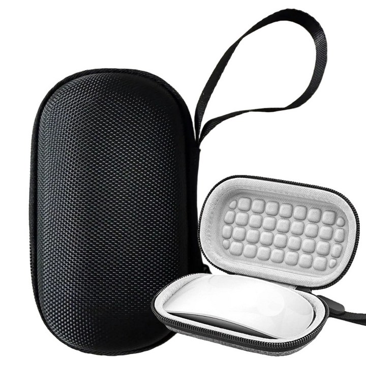 애플 매직 마우스 케이스 하드 파우치 맥 엠보싱 1세대 2세대 양면 여행용 출장용, 블랙