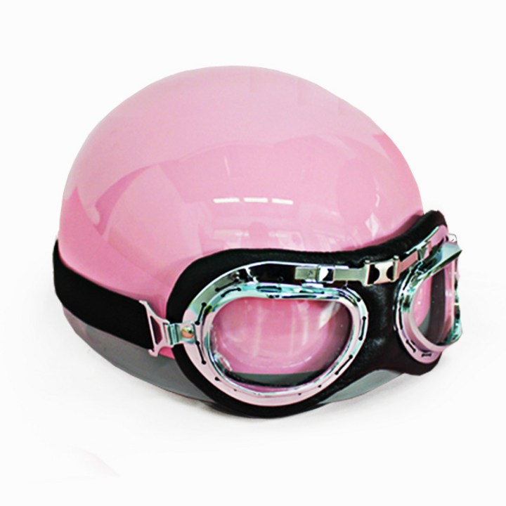 여자스쿠터 HANMI 한미 에토코리아 오토바이 바이크 전동 스쿠터 하프페이스 헬멧 클래식 패션 고글모 반모, 핑크 고글모