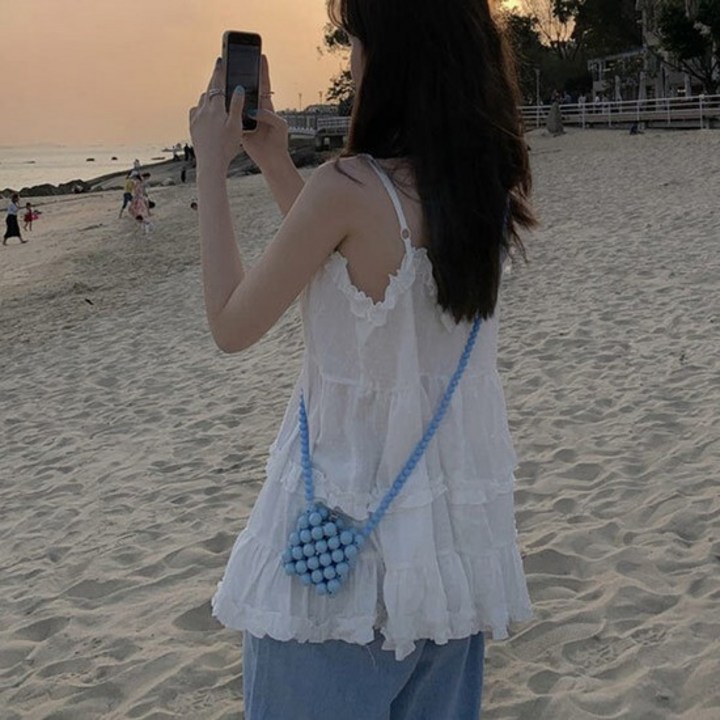 플라타 프릴 러플 민소매 나시 블라우스