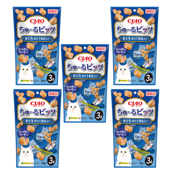 이나바 고양이 챠오 츄르 비츠 CS172 3p, 혼합맛참치가리비관자, 36g, 20개