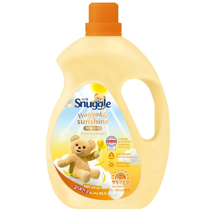 스너글 허거블 선샤인 섬유유연제 햇빛건조향 본품, 4L, 1개 스너글 허거블 선샤인 섬유유연제 햇빛건조향 본품, 4L, 1개