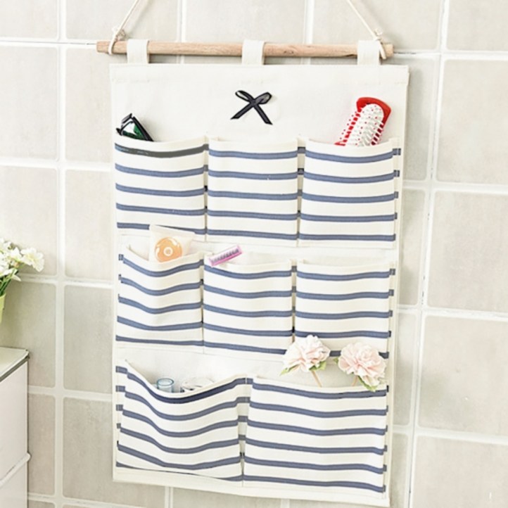 스트라이프 벽걸이 포켓 수납함