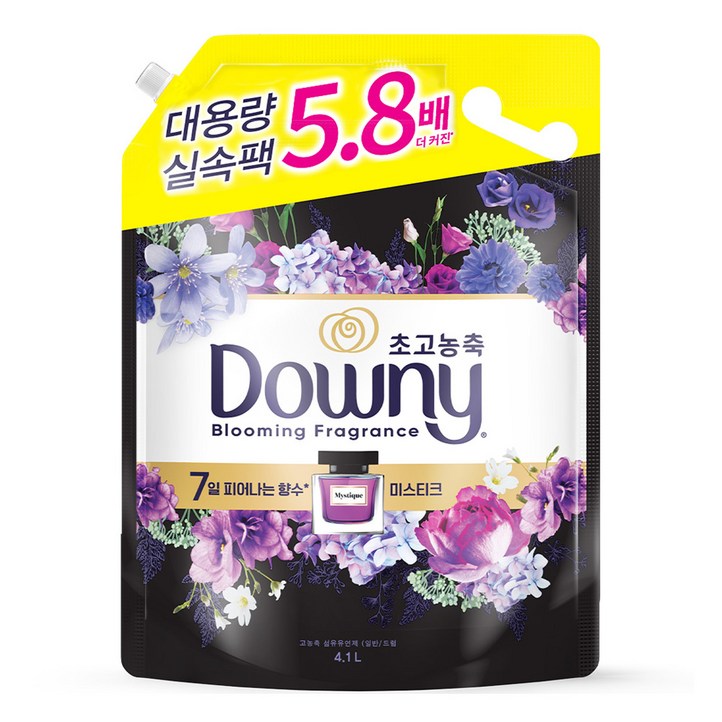 다우니 초고농축 대용량 향수 섬유유연제 미스티크 리필, 4.1L, 1개 다우니 초고농축 대용량 향수 섬유유연제 미스티크 리필, 4.1L, 1개