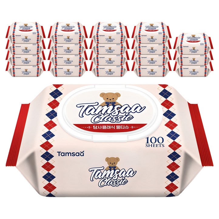 탐사 클래식 물티슈 캡형, 100매, 20개