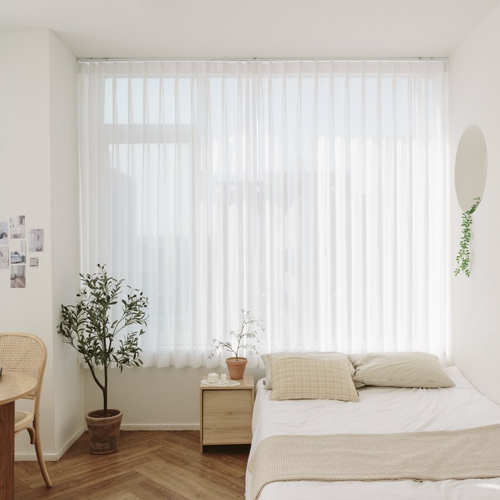 누구나 쉬폰 나비주름 속지 커튼 세트 방문설치