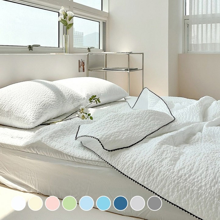 루시드슬립 국내산 오션 시어서커 멜로자수 여름 차렵이불 세트